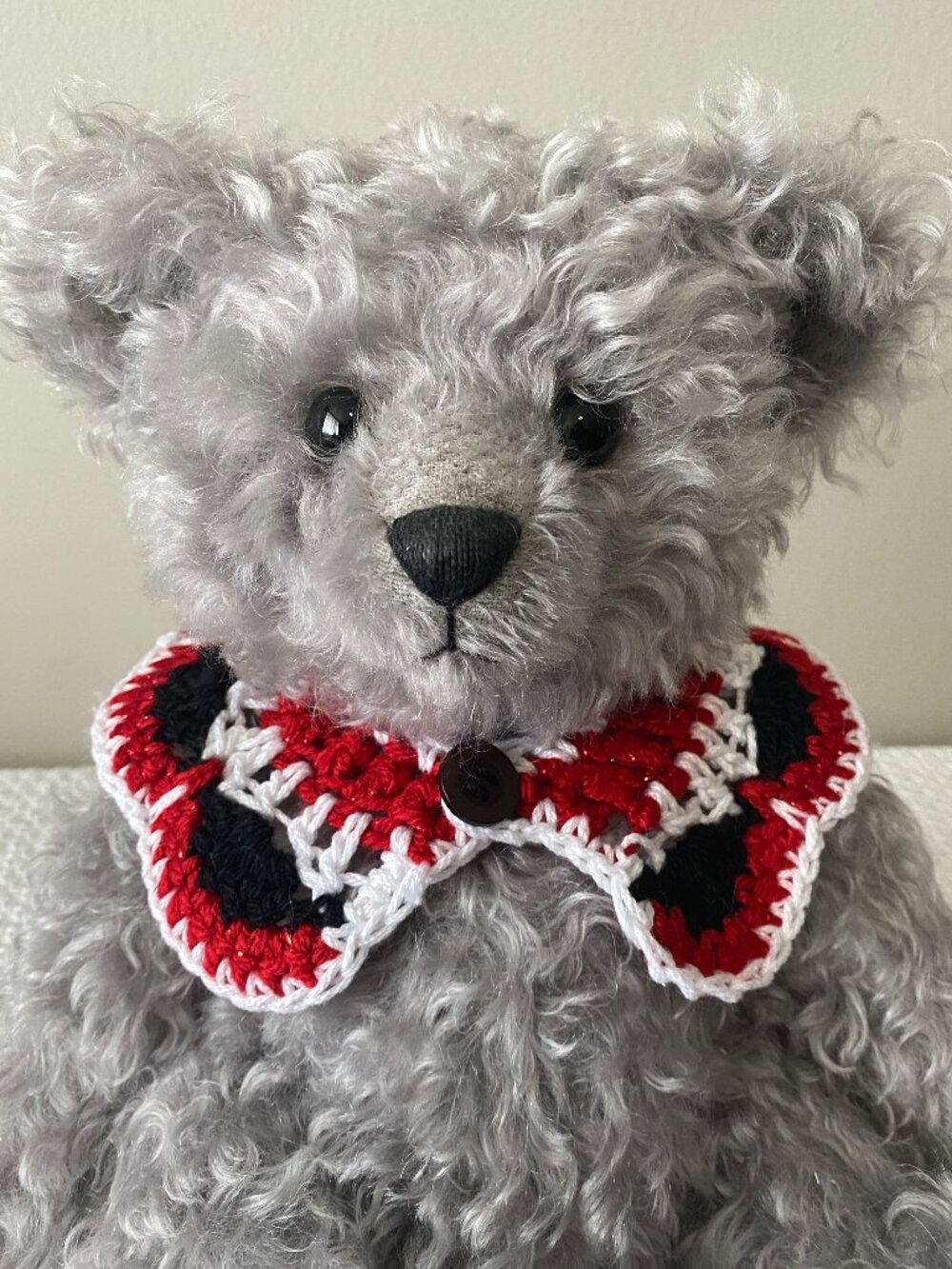 Handmade Crochet Sparkly Red White Black Collar for Teddy Bears & Plush Toys